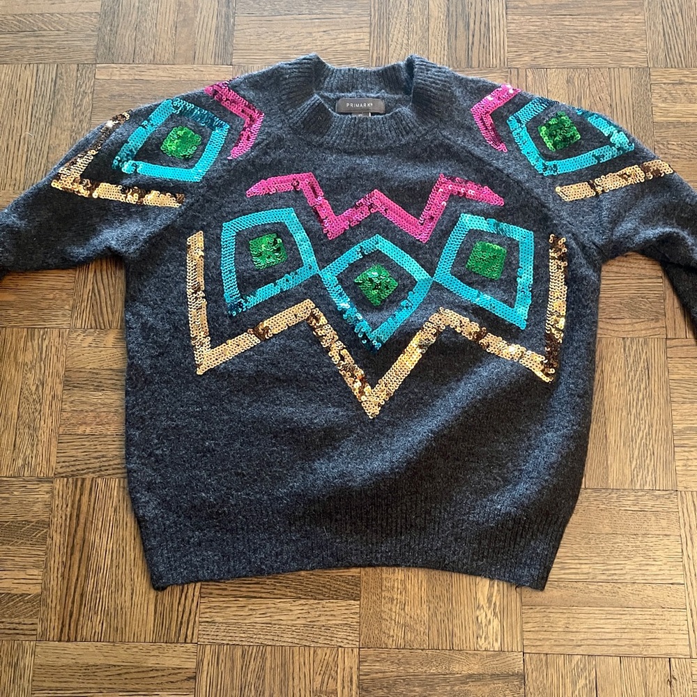 NWT Colorful Geometric Sequin Sweater - Picture 8 of 9